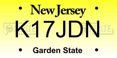K17JDN New Jersey License Plate