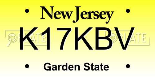 K17KBV New Jersey License Plate