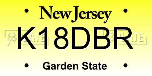K18DBR New Jersey License Plate
