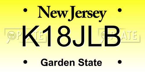 K18JLB New Jersey License Plate