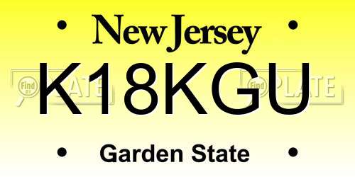 K18KGU New Jersey License Plate