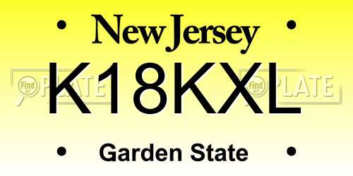 K18KXL New Jersey License Plate