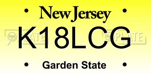 K18LCG New Jersey License Plate