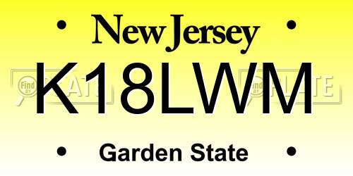 K18LWM New Jersey License Plate