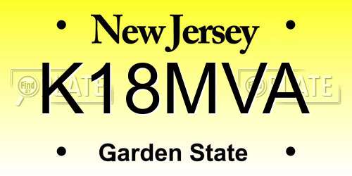 K18MVA New Jersey License Plate