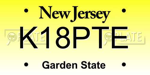 K18PTE New Jersey License Plate