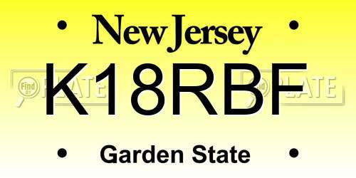 K18RBF New Jersey License Plate