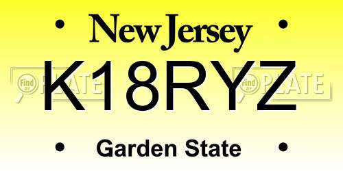 K18RYZ New Jersey License Plate