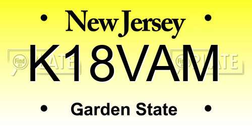 K18VAM New Jersey License Plate