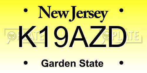 K19AZD New Jersey License Plate