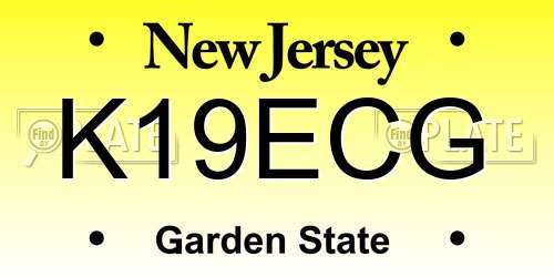 K19ECG New Jersey License Plate