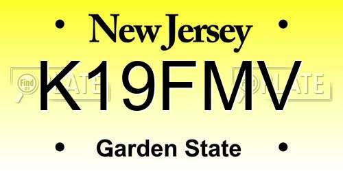 K19FMV New Jersey License Plate
