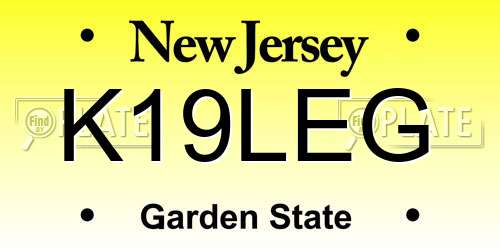 K19LEG New Jersey License Plate