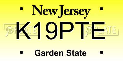 K19PTE New Jersey License Plate