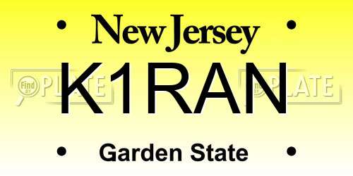 K1RAN New Jersey License Plate