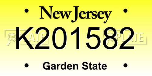 K201582 New Jersey License Plate