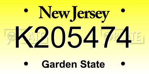 K205474 New Jersey License Plate