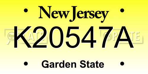 K20547A New Jersey License Plate