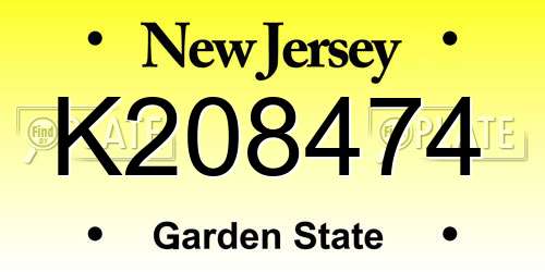 K208474 New Jersey License Plate