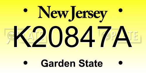 K20847A New Jersey License Plate
