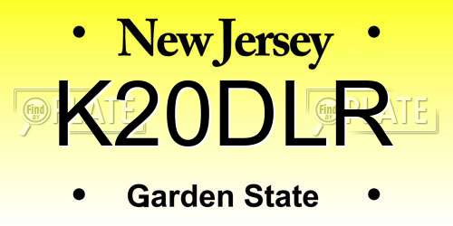 K20DLR New Jersey License Plate