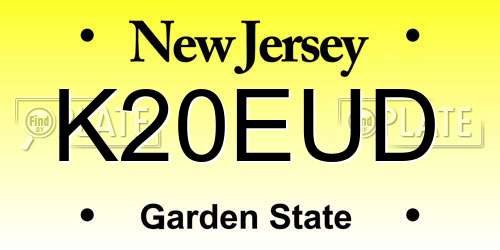 K20EUD New Jersey License Plate