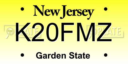 K20FMZ New Jersey License Plate