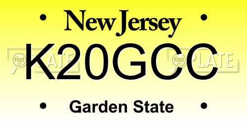 K20GCC New Jersey License Plate