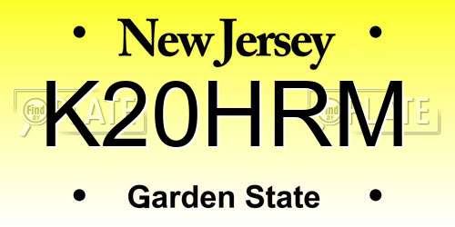 K20HRM New Jersey License Plate
