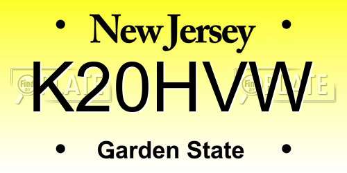 K20HVW New Jersey License Plate