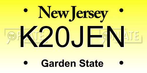 K20JEN New Jersey License Plate