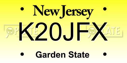 K20JFX New Jersey License Plate
