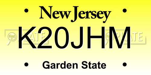 K20JHM New Jersey License Plate