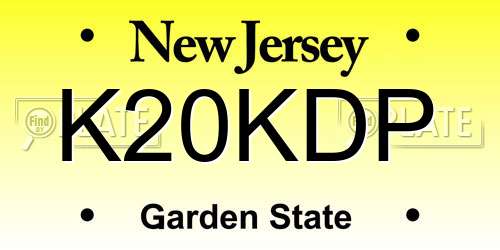 K20KDP New Jersey License Plate