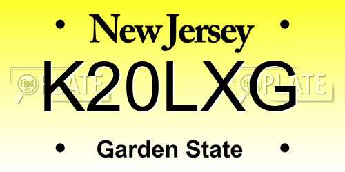 K20LXG New Jersey License Plate