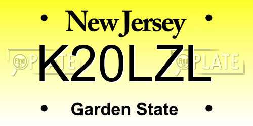 K20LZL New Jersey License Plate