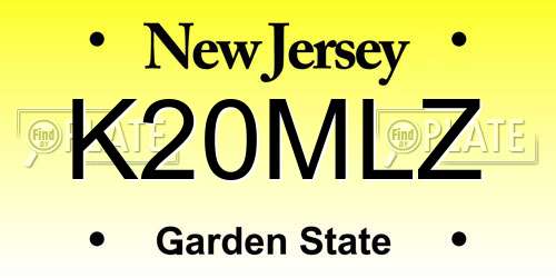 K20MLZ New Jersey License Plate
