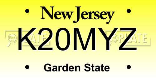 K20MYZ New Jersey License Plate