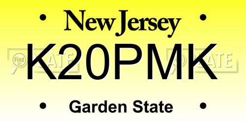 K20PMK New Jersey License Plate