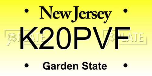 K20PVF New Jersey License Plate