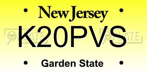 K20PVS New Jersey License Plate