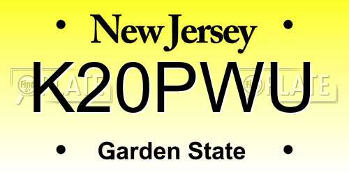 K20PWU New Jersey License Plate
