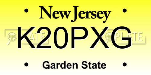 K20PXG New Jersey License Plate