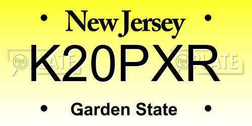 K20PXR New Jersey License Plate