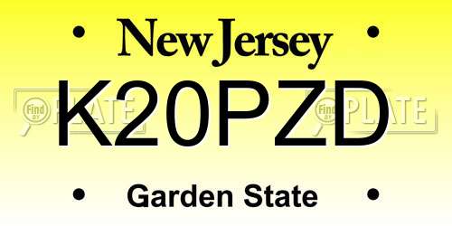 K20PZD New Jersey License Plate