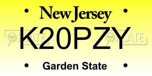K20PZY New Jersey License Plate