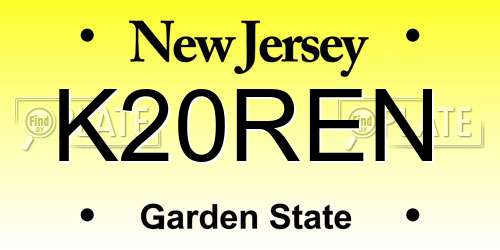 K20REN New Jersey License Plate