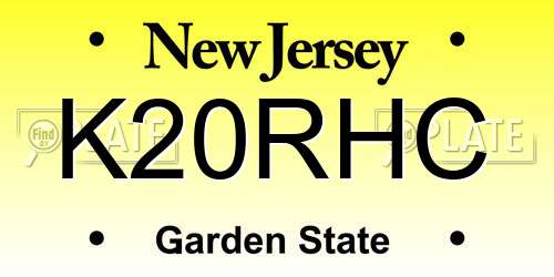 K20RHC New Jersey License Plate