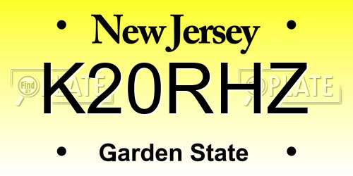 K20RHZ New Jersey License Plate