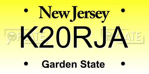 K20RJA New Jersey License Plate